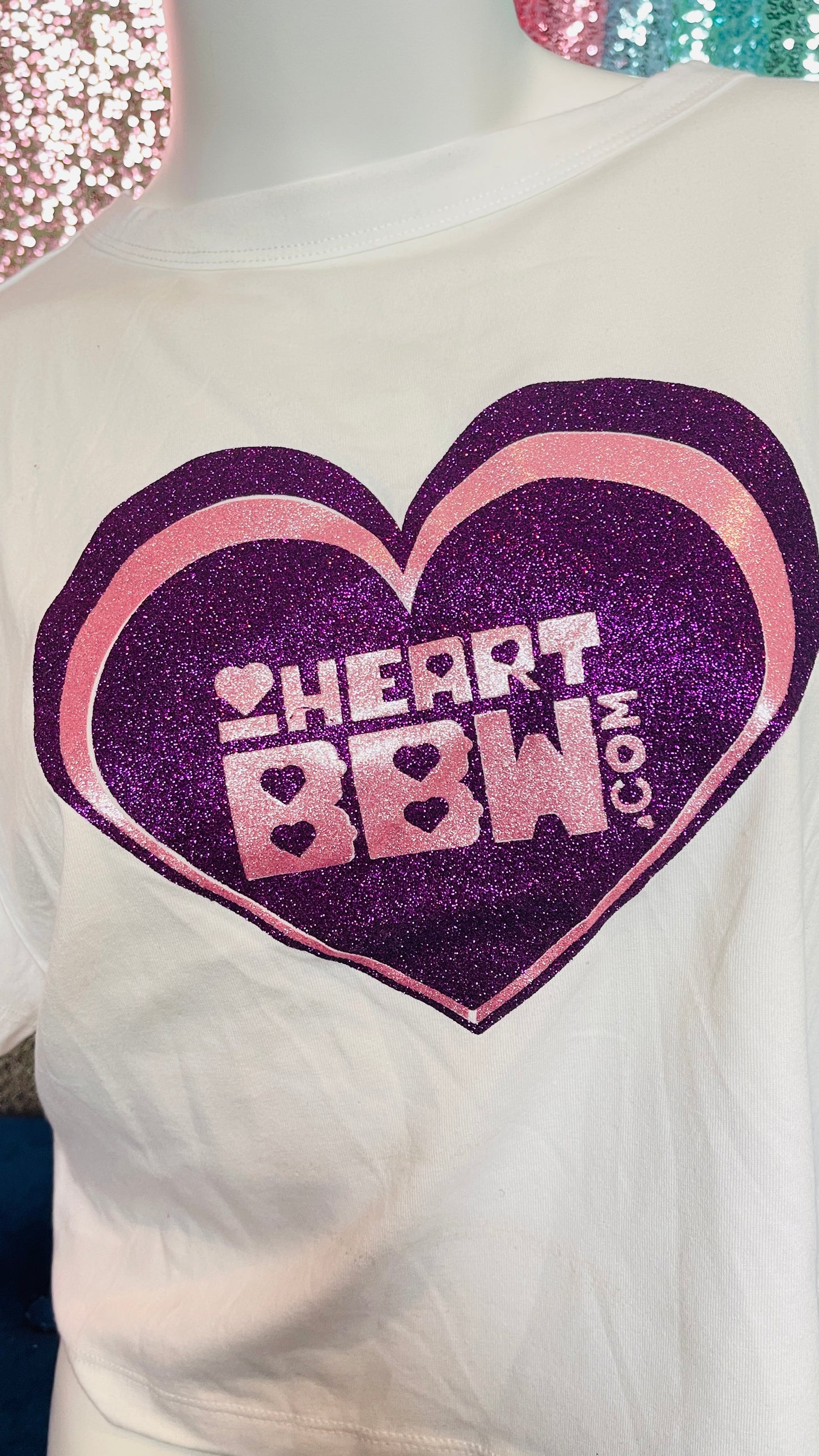 💜 iHeartBBW Crew Neck Crop Top – Celebrate Curves with Confidence! 💜